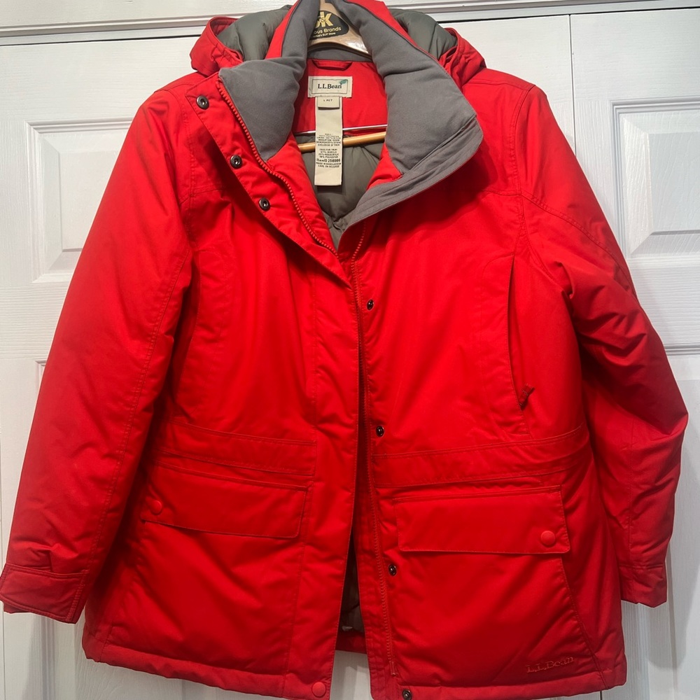 LLBean Orange Down Winter Coat Size L